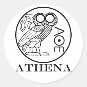 Athena’s owl tetradrachm (Engravers Font) Classic Round Sticker