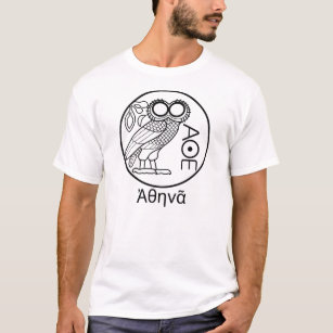 Athena’s owl tetradrachm (Greek Font) T-Shirt