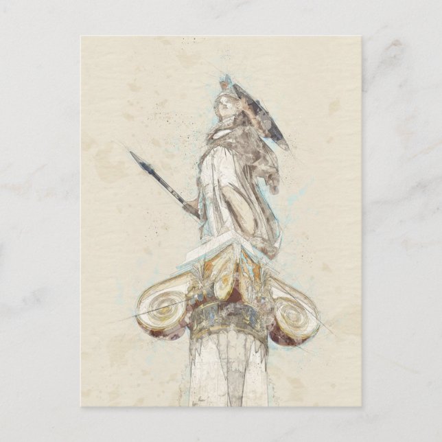 Athena Statue Sketch Postcard – Ancient Greece  (Front)