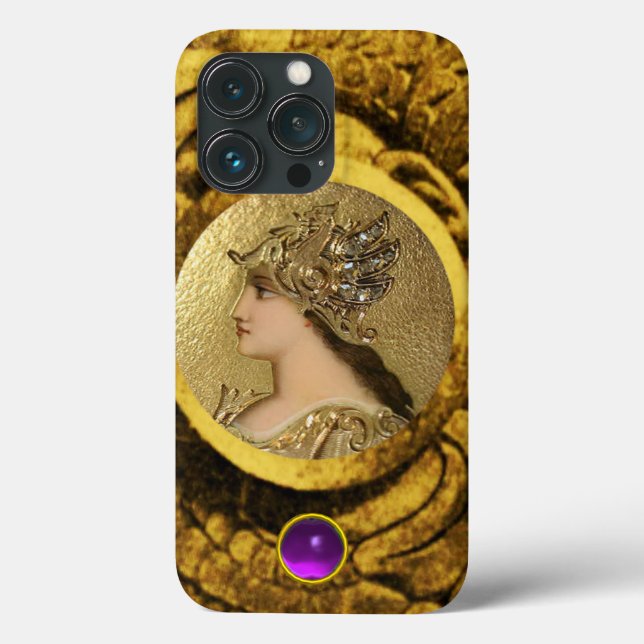 ATHENA WITH FANTASY GRIFFINS AND PURPLE GEMSTONE Case-Mate iPhone CASE (Back)