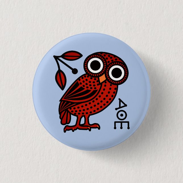 Athenian Owl Ancient Greek Tetradrachm Coin 1 Inch Round Button (Front)