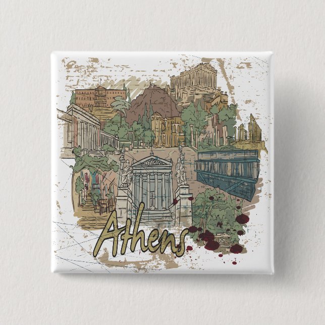 Athens 2 Inch Square Button (Front)