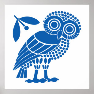 Athens city municipality flag symbol emblem owl bi poster