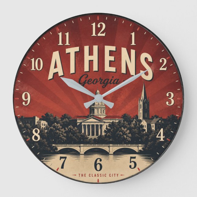 Athens Georgia College Town Decor Large Clock (Front)
