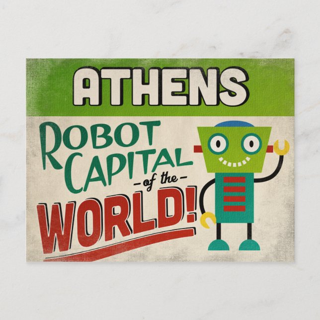 Athens Georgia Robot - Funny Vintage Postcard (Front)
