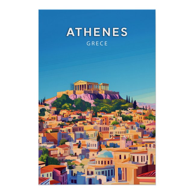 Athens, Grece, Poster style retro-chic (Front)