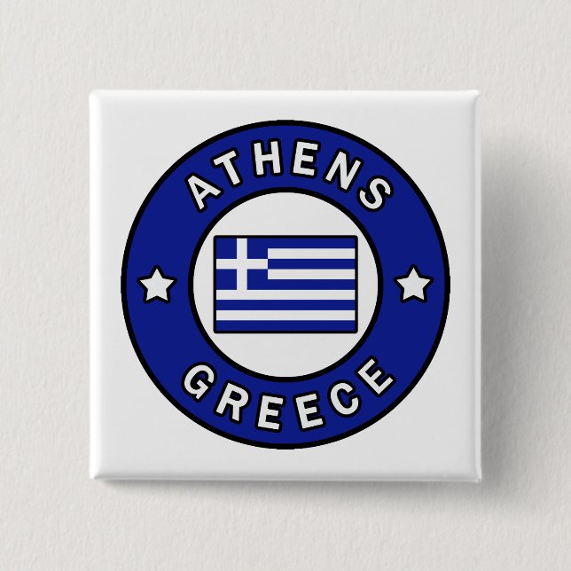 Athens Greece 2 Inch Square Button (Front)