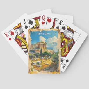 Athens Greece Acropolis Painting  Playing Cards