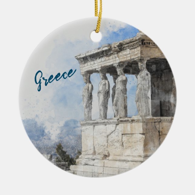 Athens Greece Ceramic Ornament | Travel Souvenir  (Front)