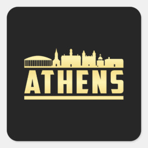 Athens Greece City Skyline Cityscape Funny Gift Square Sticker