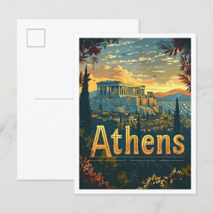 Athens Greece Classic Art Retro Vintage Travel Postcard