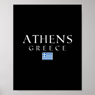 Athens Greece Flag Vacation Athens Souvenir Greek Poster