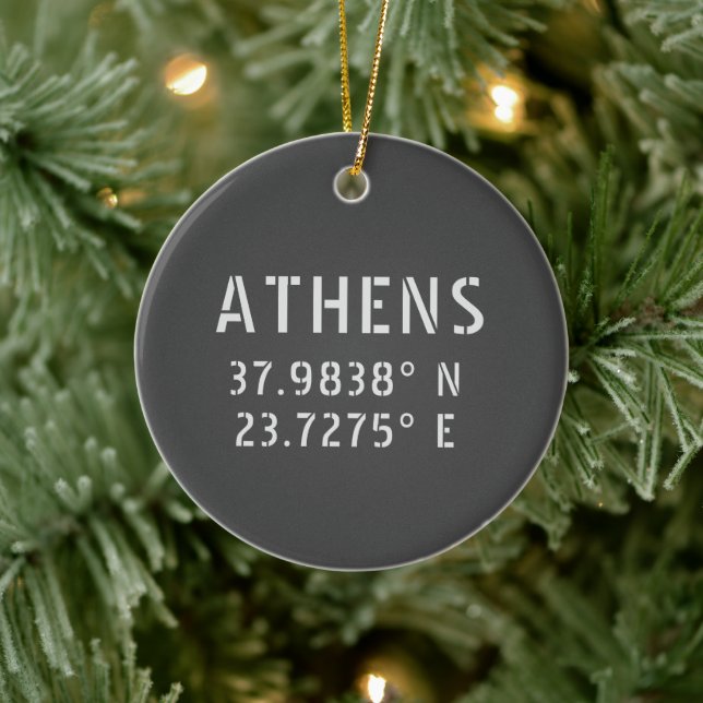 Athens Greece Latitude Longitude Ceramic Ornament (Tree)