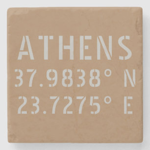 Athens Greece Latitude Longitude Stone Coaster