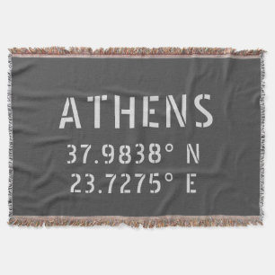 Athens Greece Latitude Longitude Throw Blanket
