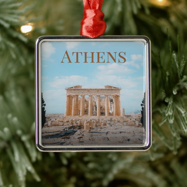 Athens Greece Metal Ornament (Tree)