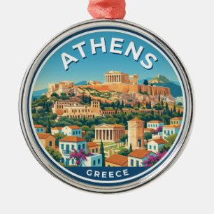 Athens Greece Metal Ornament