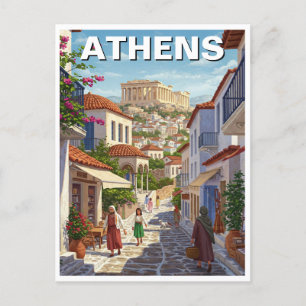 Athens Greece Plaka Travel Postcard