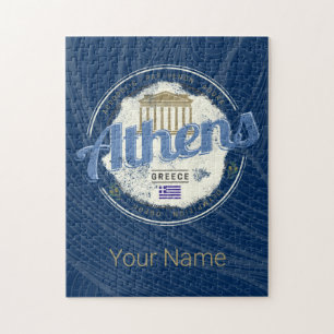 Athens Greece Retro Acropolis Vintage Souvenir Jigsaw Puzzle