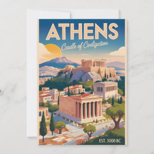 Athens Greece Retro Skyline Cityscape Travel  Holiday Card