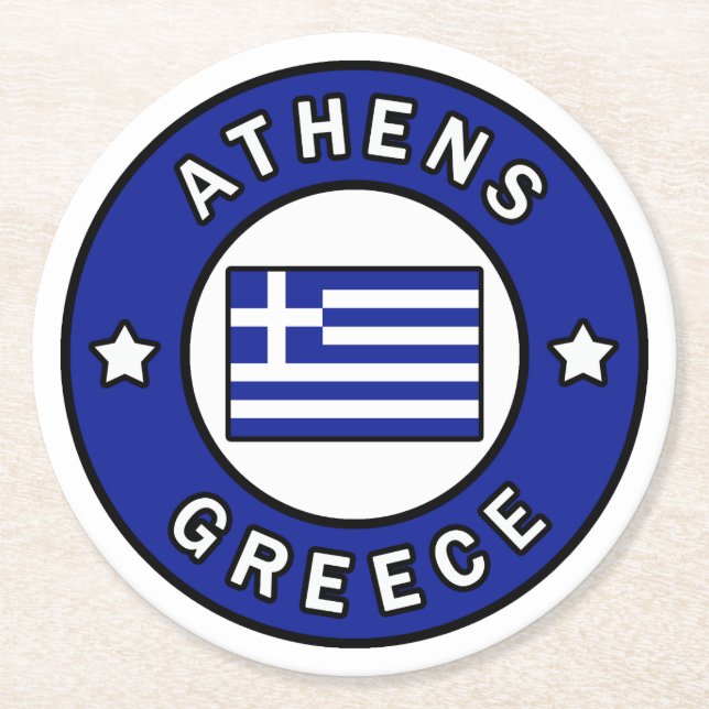Athens Greece Round Paper Coaster (Front)