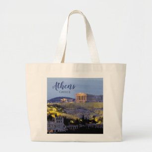 Athens Greece Scenic Travel Large Tote Bag