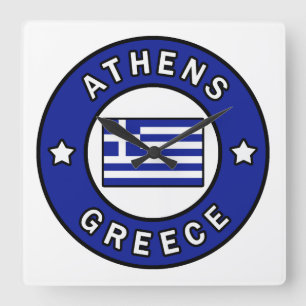 Athens Greece Square Wall Clock