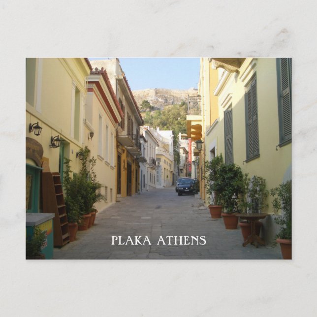 Athens Greece Street Photo in the Plaka Postcard (Front)
