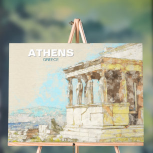 Athens Greece Travel Acrylic Sign – Vintage View