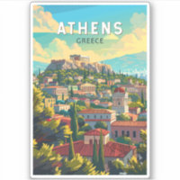 Athens Greece Travel Art Vintage