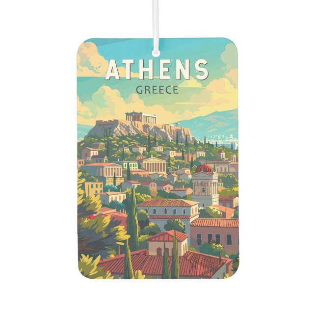 Athens Greece Travel Art Vintage Air Freshener (Front)