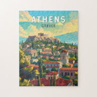Athens Greece Travel Art Vintage