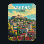 Athens Greece Travel Art Vintage Magnet<br><div class="desc">Athens retro vector travel design. The city is still dominated by 5th-century BC landmarks,  including the Acropolis,  a hilltop citadel topped with ancient buildings like the colonnaded Parthenon temple.</div>