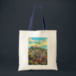 Athens Greece Travel Art Vintage Tote Bag<br><div class="desc">Athens retro vector travel design. The city is still dominated by 5th-century BC landmarks, including the Acropolis, a hilltop citadel topped with ancient buildings like the colonnaded Parthenon temple.</div>