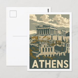 Athens Greece Vintage Famous Travel Place Postcard