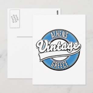 Athens Greece vintage logo Postcard