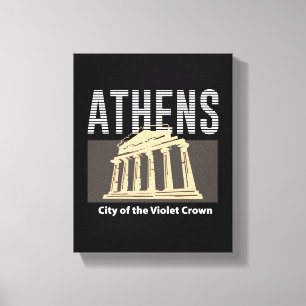 Athens Greece Vintage Travel Landmark Design Canvas Print