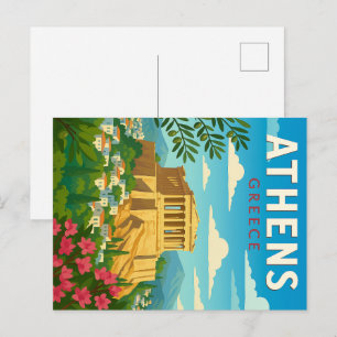 Athens Greece Vintage Travel   Parthenon Acropolis Postcard