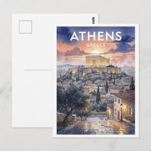 Athens Greece Vintage Travel Postcard