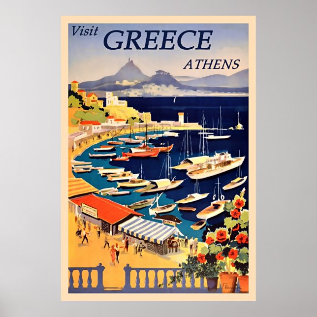 Athens, Greece Vintage Travel Poster (Front)