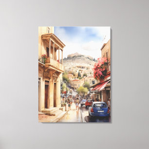 Athens Greece watercolor art Canvas Print