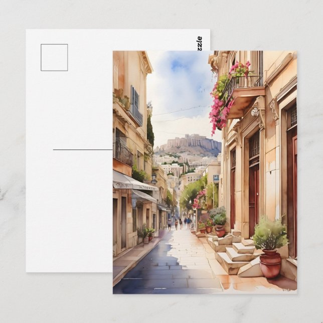 Athens Greece watercolor art Postcard (Front/Back)