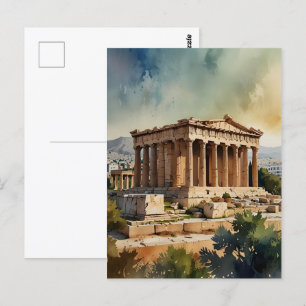 Athens Greece watercolor art Postcard
