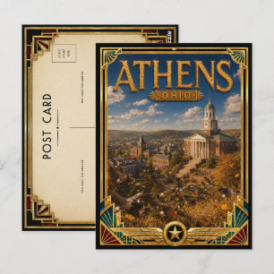 Athens Ohio Vintage Art Deco Golden Age Postcard