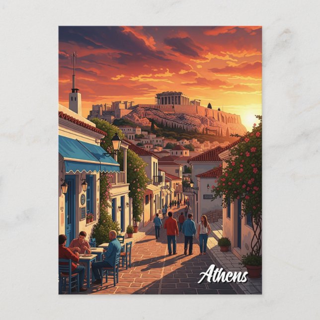 Athens Plaka Greece Travel Postcard (Front)