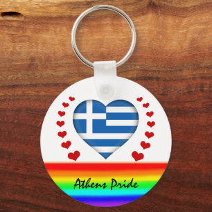Athens Pride & Hearts & Rainbow Flag / Love Keychain