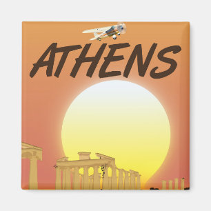 Athens "Travel by air" Golden Sunset Magnet