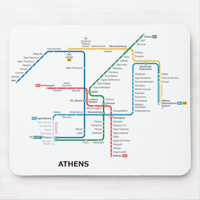 Athens underground map Mousepad (Front)