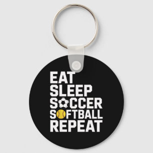 Athlete Eat Sleep Soccer Repeat Softball Enthusias Keychain