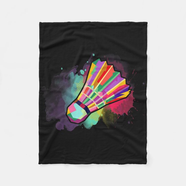 Athlete Men Women Kids Shuttle Badminton Colourful Fleece Blanket (Front)
